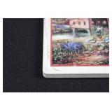 Set of 4 Scenic Ceramic Tile Coasters - Bridge & Church Garden Print