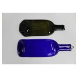 Decorative Glass Bottles - Blue cobalt & Olive Green, Hanging Loop, Made in China