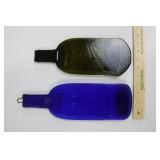 Decorative Glass Bottles - Blue cobalt & Olive Green, Hanging Loop, Made in China