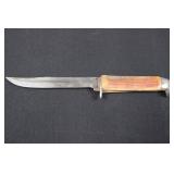 Pair of Antler-Handled Hunting Knives with Leather Sheath