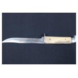 Pair of Antler-Handled Hunting Knives with Leather Sheath