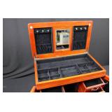 Wood Jewelry Armoire with Mirror - 2 Doors, Velvet Interior, Multiple Drawers