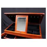 Wood Jewelry Armoire with Mirror - 2 Doors, Velvet Interior, Multiple Drawers