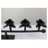 Wrought Iron Rose Candelabra with Ring Top - 6 Rose Candle Holders