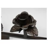 Wrought Iron Rose Candelabra with Ring Top - 6 Rose Candle Holders