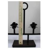 Wrought Iron Rose Candelabra with Ring Top - 6 Rose Candle Holders