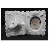 Porcelain Baby Photo Frame with Hanging Booties - 2x3 Opening, White