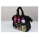 Black Bingo Tote Bag - Front Pockets with Assorted Spray Ink Bottles