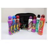 Black Bingo Tote Bag - Front Pockets with Assorted Spray Ink Bottles