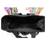 Black Bingo Tote Bag - Front Pockets with Assorted Spray Ink Bottles
