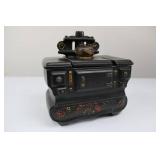 Ceramic Black Decorative Stove with Floral Base and Lid