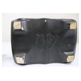 Ceramic Black Decorative Stove with Floral Base and Lid