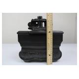 Ceramic Black Decorative Stove with Floral Base and Lid