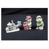 Giftcraft 3-Piece Porcelain Figurine Set - Train Engine & Couple, Made in Taiwan