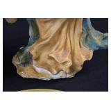 Angel Figurines (Pair) with Pedestal Plate - 8.5 in tall, 5.5 in wide