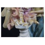 Angel Figurines (Pair) with Pedestal Plate - 8.5 in tall, 5.5 in wide