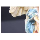 Angel Figurines (Pair) with Pedestal Plate - 8.5 in tall, 5.5 in wide