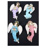 Angel Figurines (Lot of 4) - 4-5 in Pastel Resin Hanging Ornaments