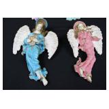 Angel Figurines (Lot of 4) - 4-5 in Pastel Resin Hanging Ornaments
