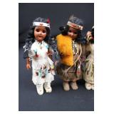 4-Piece Native American Fringe Dolls - Beaded Cloth Outfits, Made in Japan