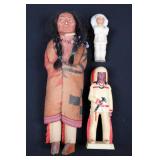 Skookum Indian Dolls (H. H. Tammen Co.) Lot of 3 - Vintage Native Figurines