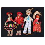 Mexican Folk Art Marionette Puppets - Puerto Vallarta (Lot of 4)