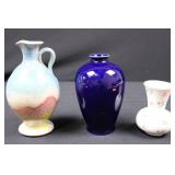 Fukagawa Porcelain 3-Piece Vase Set - Cobalt Blue with Gold Chrysanthemum & Pastel & White Vases