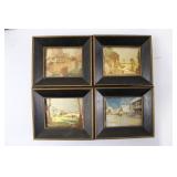 Vintage Foil Art Miniature Framed Pictures - Set of 4