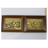 Vintage Foil Art Miniature Framed Pictures - Set of 4