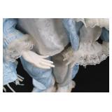 Porcelain Clown Doll - Blue Satin Dress with Lace Trim