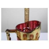 Pink & Gold Carnival Glass Pitcher with 5 Goblets - 6-Piece Set