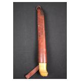 Knife - Bone-Handled with Leather Sheath, Engraved Pattern