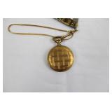 Pocket Watch Fob with Dual-Blade Knife & Chain, Gold Tone