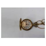 Pocket Watch Fob with Dual-Blade Knife & Chain, Gold Tone