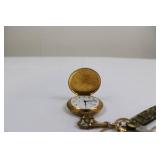Pocket Watch Fob with Dual-Blade Knife & Chain, Gold Tone