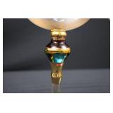 Glass Goblets - Pair With Gold-Tone Stems & Colored Inlays