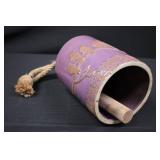 Wind Chime - Purple Ceramic with Bird Motif and Jute Rope Hanger