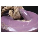 Wind Chime - Purple Ceramic with Bird Motif and Jute Rope Hanger