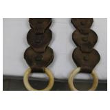 Antique Leather Tassels with Disc Beads and Ivory Ring Ends (Lot of 2)