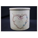 White Ceramic Canister/Cookie Jar with Heart Vine Motif - Crown USA Mark