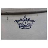 White Ceramic Canister/Cookie Jar with Heart Vine Motif - Crown USA Mark