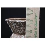 Tall Fluted Ceramic Vase with White Drip Glaze on Tan/Brown - Approx 12in