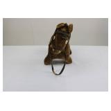 Brown Plush Horse with Leather Saddle & Bridle - Toy Collectible