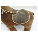 Brown Plush Horse with Leather Saddle & Bridle - Toy Collectible