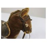 Brown Plush Horse with Leather Saddle & Bridle - Toy Collectible