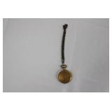 Pocket Watch - Vintage Gold-Tone with Engraved Case on Chain - Antique Floral Engraving