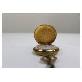 Pocket Watch - Vintage Gold-Tone with Engraved Case on Chain - Antique Floral Engraving