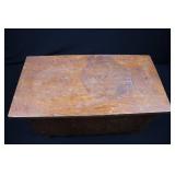 Vintage Wooden Storage Box with Scalloped Base - 24 x 12.5 x 12.25 in