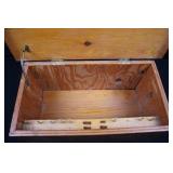 Vintage Wooden Storage Box with Scalloped Base - 24 x 12.5 x 12.25 in