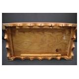 Vintage Wooden Storage Box with Scalloped Base - 24 x 12.5 x 12.25 in